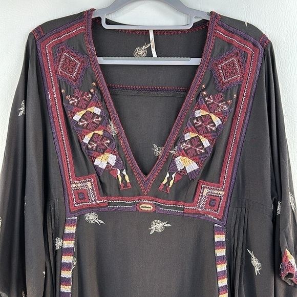 Free People Embroidered Empire Kimono Sleeve Dress, M - Picture 2 of 10
